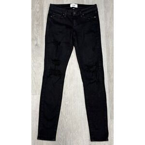 Paige Verdugo Ultra Skinny Jeans Women Size 26 Distressed Black Denim Stretch